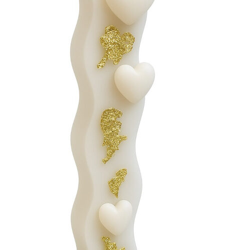 Χειροποίητη Αρωματική Λαμπάδα White Gold Hearts 32609990027